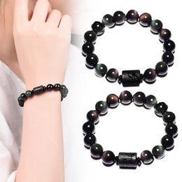 Anti-Swelling Black Obsidian Bracelet Handmade Dragons Phoenix Decoration Gift Jewellery A66 Beaded Strands290C