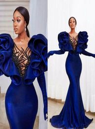 Modest Velvet Mermaid Prom Dresses Plus Size Ruffles Cap Sleeve Elegant Formal Evening Gowns 2021 vestido de novia9405370