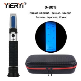 Yieryi Portable Alcohol Refractometer Design For Liquor Alcohol Content Tester 0-80% V/V ATC Refractometer With Black Bag 231229