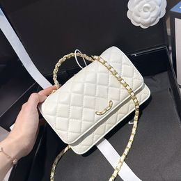 24C Diamonds Letters Hollow Handle Woc Flap Bag Luxury Purse Gold Hardware Matelasse Chain Leather Card Holder Women Designer Cross Body Shoulder Handbag 20cm