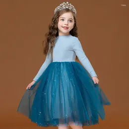 Girl Dresses Shiny Sequin Tulle Girls Cotton Knit Spring Dress For Kids Tiered Princess Costume Children Party Fashion Mesh