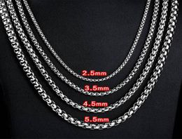 2.5mm-5.5mm Stainless Steel Necklace Rolo Twist Chain Link for Men Women 45cm-75cm Length with Velvet Bag6557632