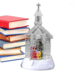 Christmas Decorations Small Lighted Houses LED Decorative Church Snow Globe Crystal Festival Ornaments For Holiday Gift Portable Decoration