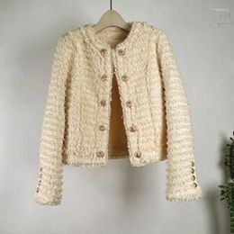 Women's Jackets Autumn/Winter French Socialite Small Fragrance Style Double Breasted Coarse Woolen Fringed Jacket Vintage Outerwear