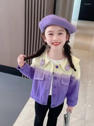 Jackets Girls' Jean Jacket Autumn 2023 Western Style Fashion Kids' Top Baby Clothes Children's Clothing