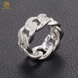 Hot Sale Ring 925 Silver Jewellery Gold Plated Iced Out Rings Vvs Pass Diamond Test Lab Moissanite Hip Hop Cuban Ring for Men