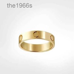 Classics Love Ring Designer for Women 4mm 5mm 6mm 18k Gold Plated with Diamonds Jewellery Lovers Wedding Anniversary Gift Box JLXY