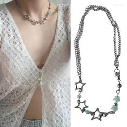 Pendant Necklaces Bohemia Hollow Star Necklace Crystal Bead Clavicle Chain Laying Choker For Dating Delicate Jewellery Gift