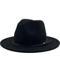 Simple Women Men Wool Vintage Gangster Trilby Felt Fedora Hats With Wide Brim Gentleman Elegant Lady Winter Autumn Jazz Caps4687786840875