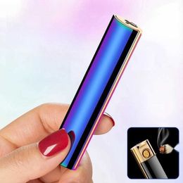 Mini Rechargeable Metal Small Strip Electric USB Coil Tungsten Wire Ignition Stick Touchsensitive Windproof Flameless Lighters