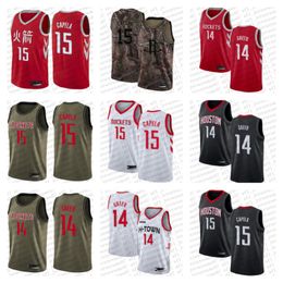 Custom Mens women youth kids Houston''Rockets''14 Gerald Green 15 Clint Capela Black Camo black red Basketball throwback Jersey