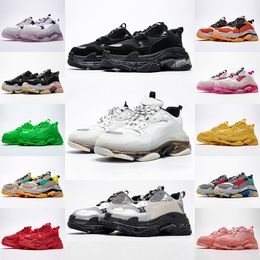 2024 Triple s with Sock Girls Pink Rose Beige Men Women 17w Dad Black Yellow Womens Neon Green Outdoor Sneaker Crystal Designer Trainer 36-45