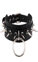 Big ORound Punk Rock Gothic Chokers Women Men Leather Silver Spike Rivet Stud Collar Choker Necklace Statement Jewellery Bijoux2633706