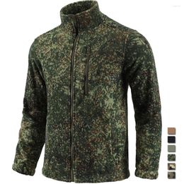 Men's Jackets Tactical Camouflage Fleece Jacket Men Military Training Zipper Coats Stand Collar Outdoor Polar Cardigan Warm Painball