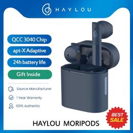 Earphones HAYLOU MoriPods Qualcomm QCC3040 HIFI Wireless Earphones TWS Bluetooth V5.2 Headphones Apt Adaptive AAC 4 Mics Noise Canceling