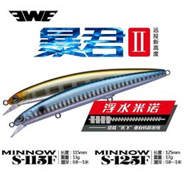 EWE BAOJUN2 Floating Lures S115S125S140F Minnow Jerkbait 131721g Wobblers Baits Fishing For Fish Pike Trout Sea Bass 231229