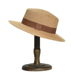 Berets Womens Mens Wide Brim Panama Fedora Boater Foldable Summer Beach Sun Straw Hat For Women