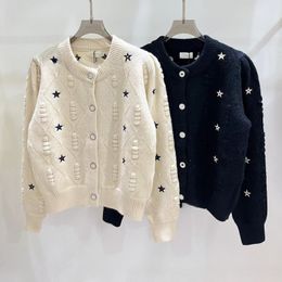 Designer Sweaters Coat Autumn and Winter Stars Embroidered Diamond Cheque Round Neck Cardigan