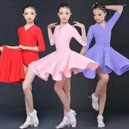 Stage Wear Girls' Latin Dance Professional Competition Clothing Split Skirt Training Performance Costumes