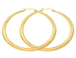 Real 18K Gold Silver Plated Big Hoop Earrings for Women Large Stainless Steel Round Circle Hoops Earring Lightweight No Fade Color5864824