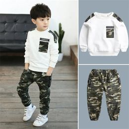 Kids Sport Clothing Sets Boys Tracksuit Autumn Camouflage Children Tops Pants 2Pcs Kit Outfit Teenager 231228