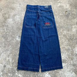 Mens and womens jeans high waist gothic loose straight wide leg pants y2k street retro harajuku fashion blue 2312129