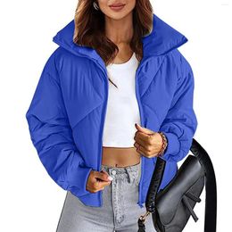 Women's Trench Coats Winter Coat For Women Long Sleeve Zippered Quilted Short Cotton To Keep Warm Manteau Femme Hiver
