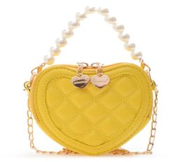 Llittle Girl Fashion Bag Purse Heartshaped Pearl PU Messenger Geometric Shape Cute Princess Travel Accessories9966451