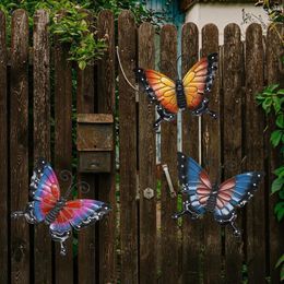 Garden Decorations 2 Pcs Home Decor Wrought Iron Butterfly Wall Decoration Pendant Butterflies Ornament Decorate Sculpture Hanging Metal