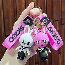 Wholesale Bulk Anime Car Keychain Charm Accessories Key Ring Cute Street Children Couple Students Personalised Creative Valentine's Day Gift 8 Styles DHL