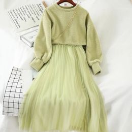 2 Pieces Set Solid Sweet Simple Allmatch Students Korean Style Chic Daily Soft Mesh Kawaii Girls 231228