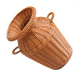 Vases Imitation Rattan Vase Home Decor Plastic Hamper Rural Storage Basket Flower Woven Holder Creative Rustic