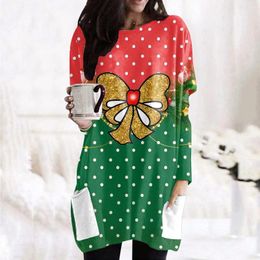 Women's Blouses Year Christmas Clothes Women Blouse Santa Claus Xmas Printing Long Sleeve O-neck Pullover Tops Shirts Para Mujer