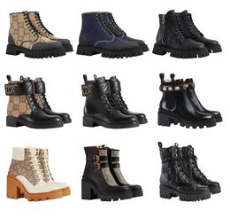 Boots Luxury Designer Boots Lace-Up Boots High Quality Women Long Boots Sheepskin Half Boot Classic Style Shoes Winter Fall Snow Boots Nylon Canvas Ankle Boot