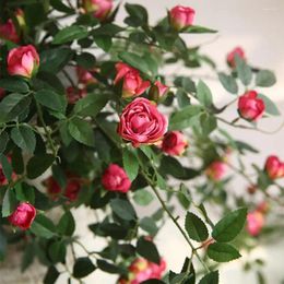 Decorative Flowers Simulated Flower High-quality Artificial Realistic Hanging Rose Green Plant For Home Wedding Decor Garden