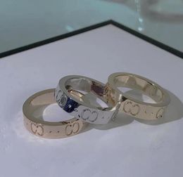 Luxurys Designers Band Rings Fashion Men Women Titanium Steel Engraved Letter Pattern Lovers Jewellery Narrow Ring Size 5115473670