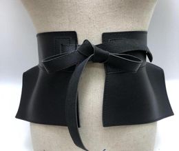 Belts Women Peplum Belt Female Skirt Leather Waist Fashion Ladies PU Black Bow Wide Harness Dresses Designer Waistband8005032