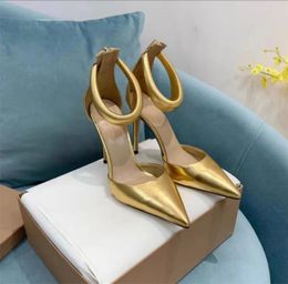 Dress Shoes Sexy Women Pointed Toe High Heels For Women's 2023 Designer Luxury Summer Sandalias Mujer Gold Stiletto Heel Pumps