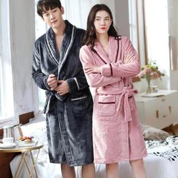 Women's Sleepwear Winter Pyjama Couple Bath Robe Men Women Flannel Bathrobe Coral Fleece Pyjamas Hombre Night Dressing Gown Bride