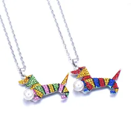 Pendant Necklaces Fashion Men Women Necklace Rhinestone Animal Theme Charm Dog Link Chain Jewellery Festival Gift For Friends Lover Family