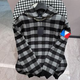 Men's hoodies designer hoodie spring and autumn sweater trendy light luxury clothing black gray checkered chain