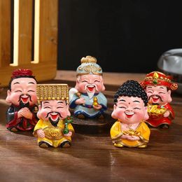 5 Pieces Resin God of Wealth Mascot Ornaments HomeRoomCar Decoration Feng Shui Fortune God Statue Office Accessories Crafts 231228