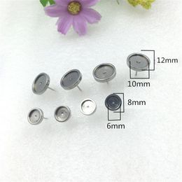 100pcs lot Earrings Base Setting findings blank base setting studs Pins Needles Posts Gluing Pad Cabochon Cameo bezel flat back283Z