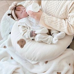 Kinderkissen Mondform Abnehmbare Kopfstütze für schlafende Kinder Für geborenes Baby Bären-Design Dekoratives Stillkissen 231228