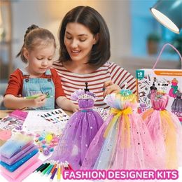 DIY Fashion Designer Kits Kids Dress Design Craft Making Kit Exquisite Doll Set With Mannequin Girls Birthday Gift 231228