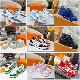 With Box Luxury Designer Top Flat Casual shoes for men womens Platform Fashion cowhide leather shoes Blue Green Black White Panda Sneakers Trainers Low-top shoes