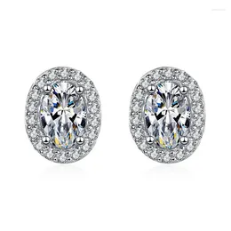 Stud Earrings E068 Lefei Fashion Trendy Luxury Diamond-set Classic Moissanite Oval Earring Charms Women Real 925 Sterling Silver Party