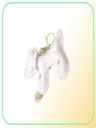Cute Dog Design Grid Print Car Keychain Bag Pendant Charm Jewellery Flower Key Ring Holder for Women Men Fashion PU Leather Animal T1019461