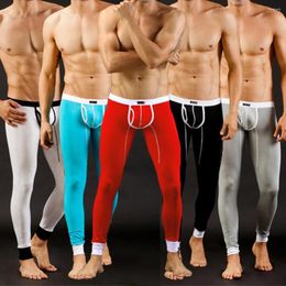 Men's Thermal Underwear Sexy Lon Jons Lein Pants Bule Pouc Underpants Man Termal Keep Warm Breatable Trousers Sleepwear