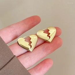 Dangle Earrings Gold Colour Broken Heart Shape Hoop For Women Fashion Exquisite Geometric Metal Huggie Jewellery Gifts